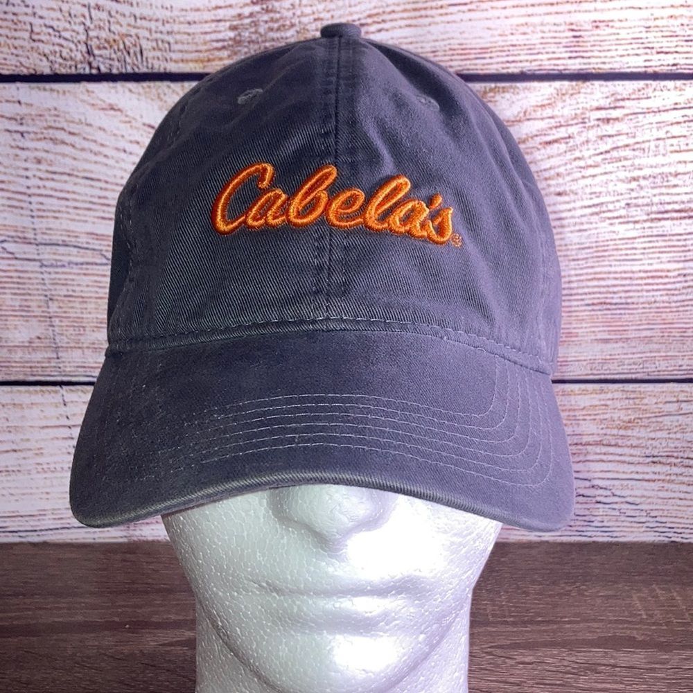 Cabela’s Mens Adjustable Gray & Orange Embroidered Baseball Hat
